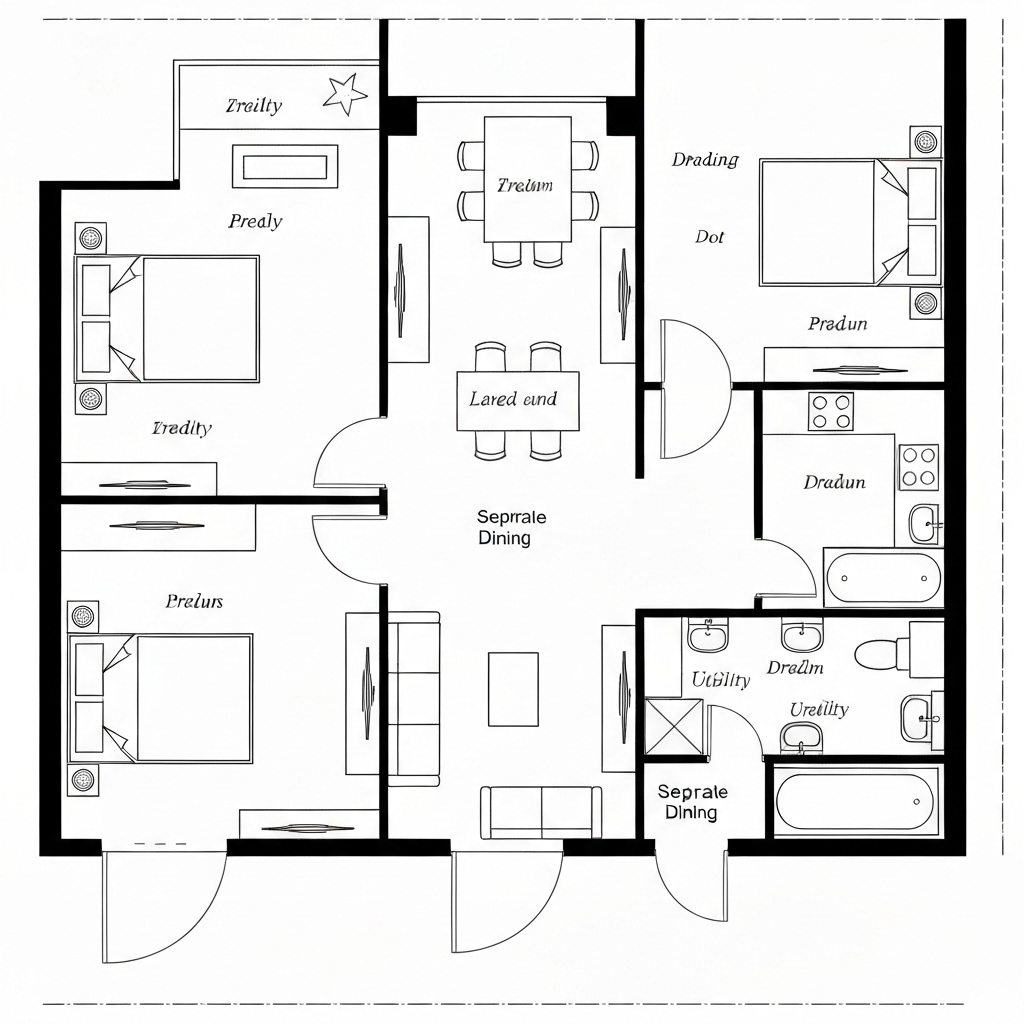 3 BHK Smart floor plan