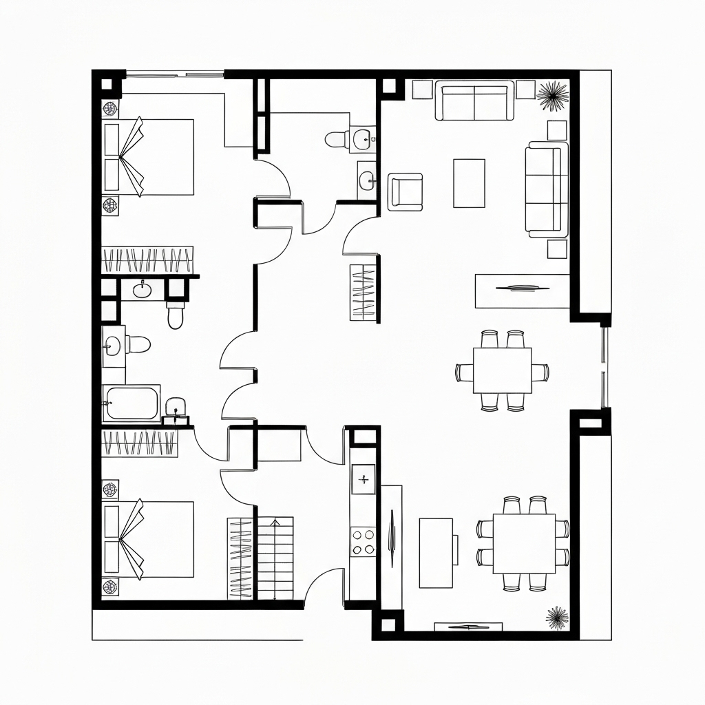 3 BHK Luxe floor plan